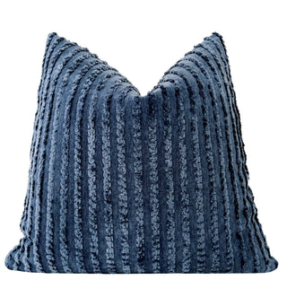 Navy Stripe Chenille Throw Pillow