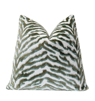 Moss Zebra Velvet Throw Pillow