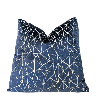 Indigo Blue Peak Velvet Throw Pillow