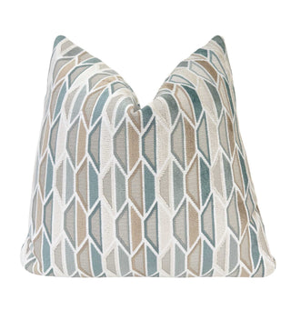 Coastal Geometric Velvet Throw Pillow