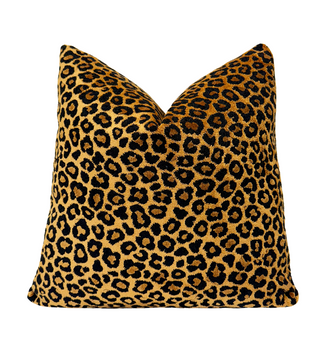 Bronze Black Leopard Velvet Throw Pillow