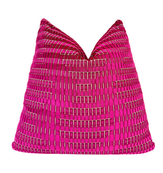 Magenta Geometric Velvet Throw Pillow