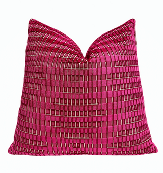 Magenta Geometric Velvet Throw Pillow