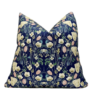 Navy Wildflower Throw Pillow