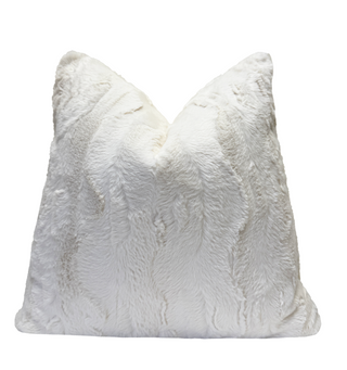 Cream Faux Fur Throw Pillow