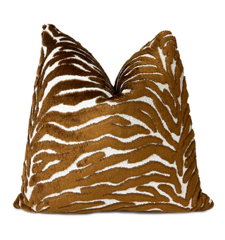 Mocha Brown Zebra Velvet Throw Pillow