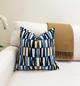 Harbor Stripe Velvet Throw Pillow