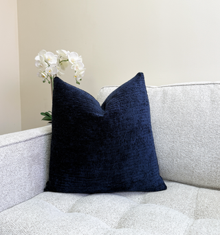 Navy Chenille Throw Pillow