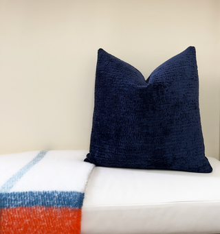 Navy Chenille Throw Pillow