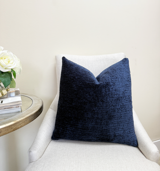 Navy Chenille Throw Pillow