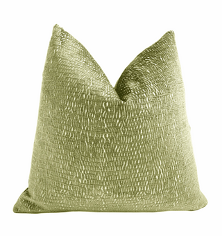 Olive Green and Cream Chenille Throw Pillow