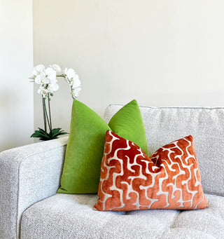 Orange Maze Velvet Throw Pillow Smithy Home Couture