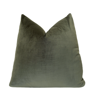 Olive Green Solid Velvet Pillow