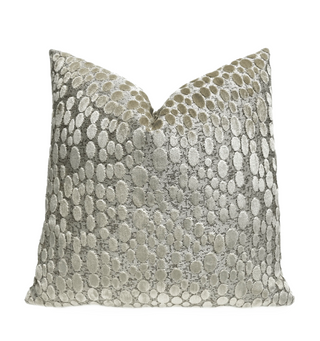 Oyster and Light Gold Speckle Velvet Throw Pillow