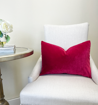 Raspberry Pink Solid Velvet Throw Pillow