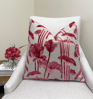 Primrose Poppy Velvet Throw Pillow