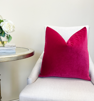 Raspberry Pink Solid Velvet Throw Pillow