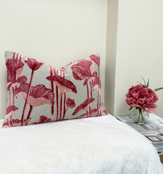Primrose Poppy Velvet Throw Pillow
