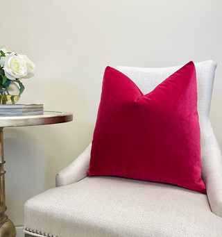 Raspberry Pink Solid Velvet Throw Pillow