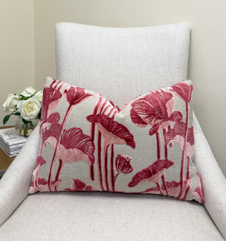 Primrose Poppy Velvet Throw Pillow