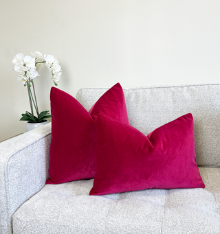 Raspberry Pink Solid Velvet Throw Pillow