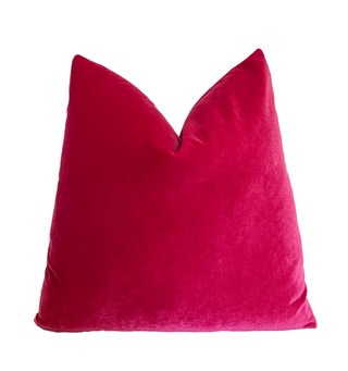 Raspberry Pink Solid Velvet Throw Pillow