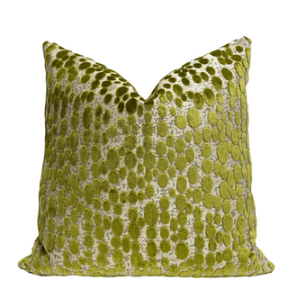 Peridot Speckle and Gold Velvet Throw Pillow