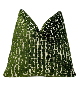 Pine Green Speckle Velvet Throw Pillow