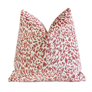 Pink Grapefruit and Ivory Abstract Velvet Throw Pillow