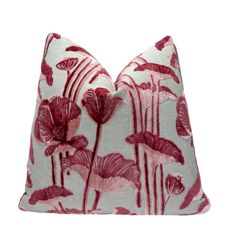 Primrose Poppy Velvet Throw Pillow