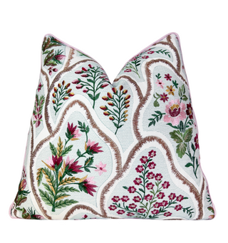 Fuchsia Bloom Embroidered Throw Pillow