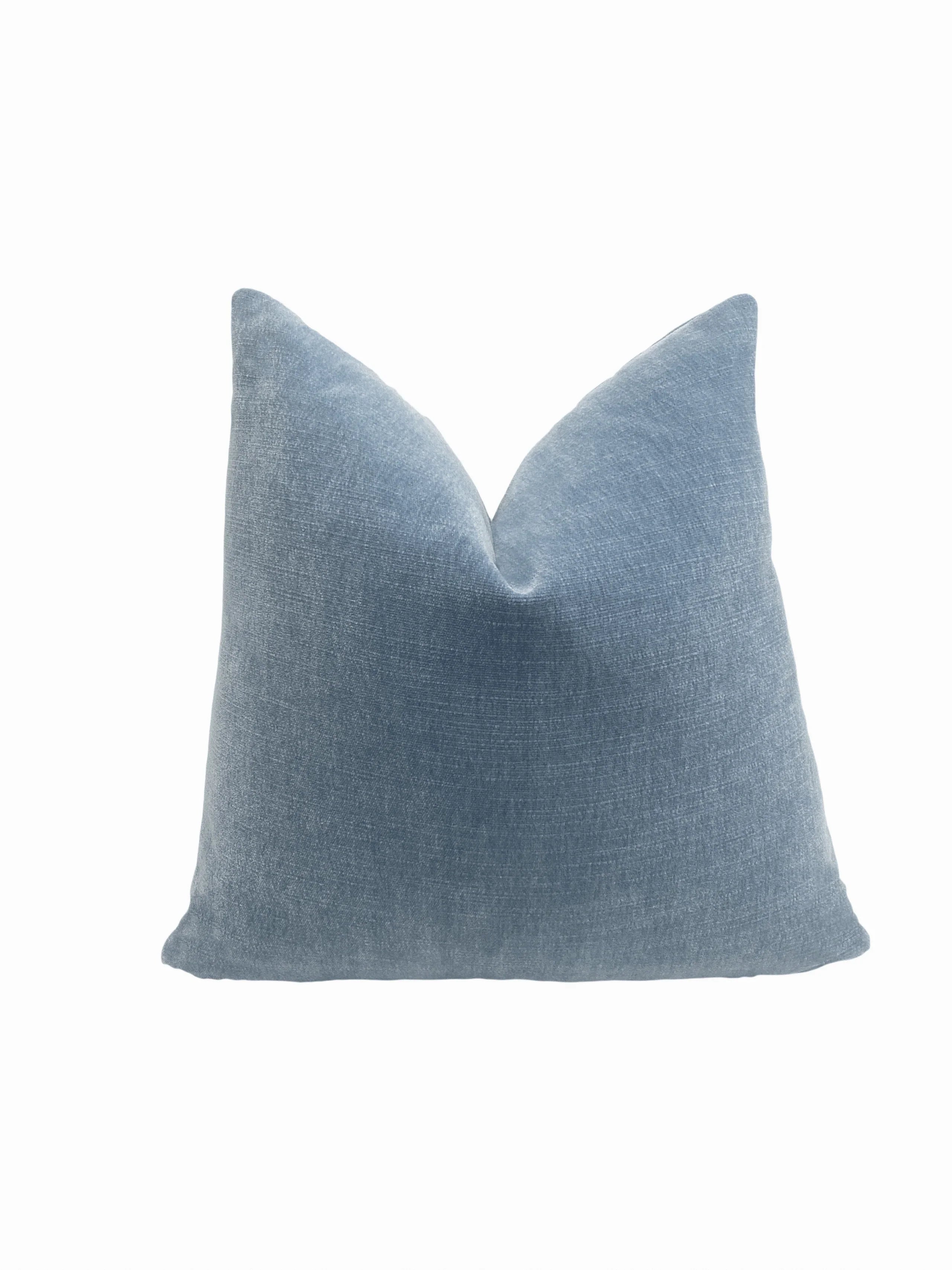 Sky blue velvet pillow sale