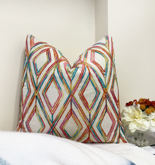 Rainbow Diamond Chenille Throw Pillow