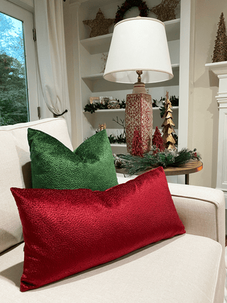 red velvet with green couch
