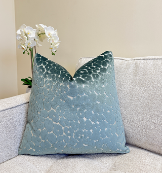 Sea Glass Leopard Velvet Throw Pillow