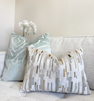 Sage Skyline Velvet Throw Pillow