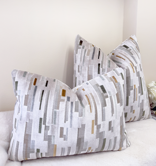 Sage Skyline Velvet Throw Pillow