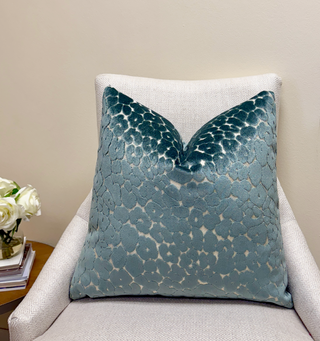 Sea Glass Leopard Velvet Throw Pillow