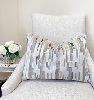 Sage Skyline Velvet Throw Pillow