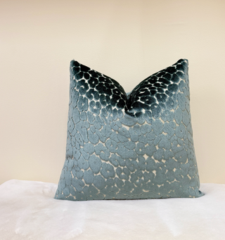 Sea Glass Leopard Velvet Throw Pillow