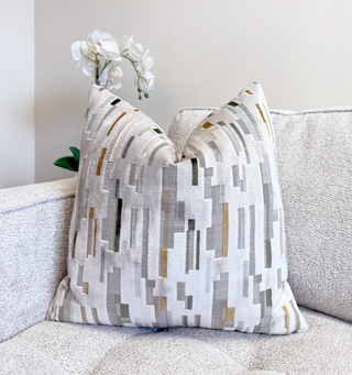 Sage Skyline Velvet Throw Pillow