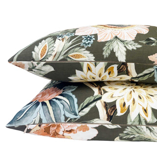 Olive Bloom Throw Pillow