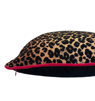 Leopard Noir Welted Throw Pillow