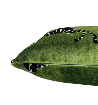 Green Zebra Velvet Throw Pillow