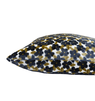 Navy Daisy Velvet Throw Pillow