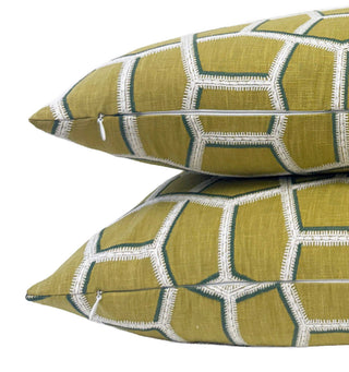 Chartreuse Trellis Embroidered Throw Pillow