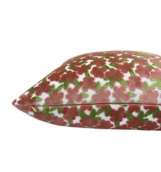 Coral Daisy Velvet Throw Pillow