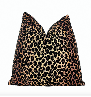 Safari Leopard Print Velvet Throw Pillow