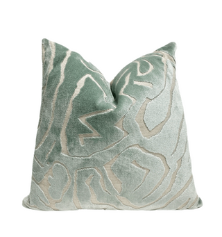 Sage Abstract Velvet Throw Pillow