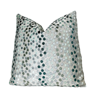 Sage Gray Confetti Velvet Throw Pillow